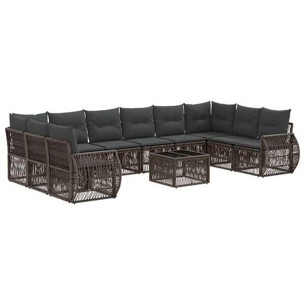 vidaXL Ensemble de canapé de jardin 11 Pièces Gris et Gris foncé