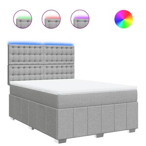 vidaXL Sommier à lattes de lit avec matelas Gris clair 140x200cm Tissu