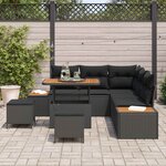 vidaXL Ensemble de canapé de jardin avec coussin 8 Pièces Noir