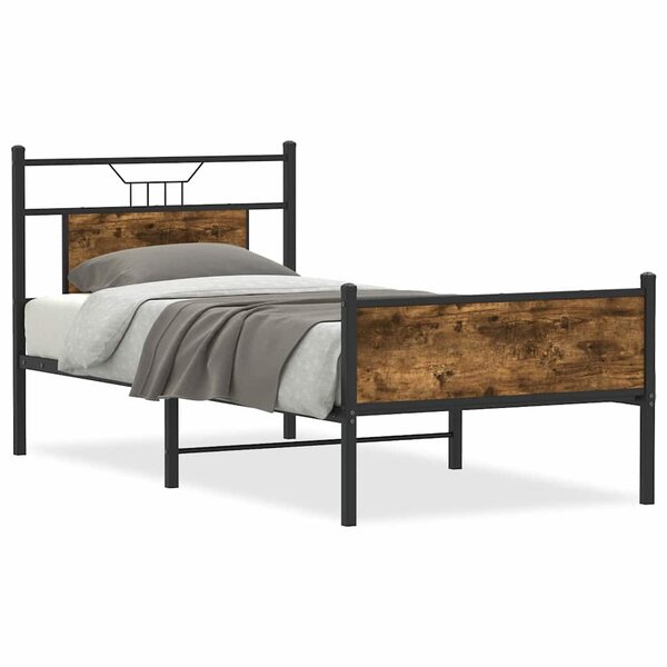 vidaXL Cadre de lit sans matelas chêne fumé 90x200cm bois d'ingénierie