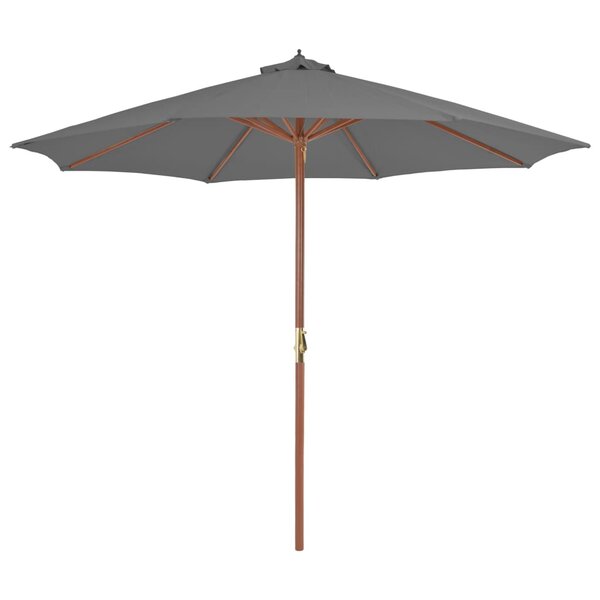 vidaXL Parasol d'extérieur avec mât en bois 300 cm anthracite