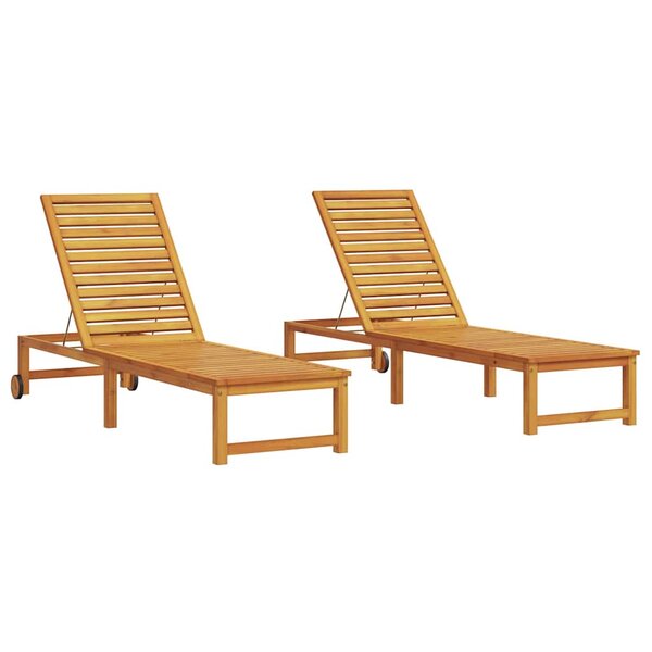vidaXL Transat 2 pc Bois d'Acacia Massif Marron