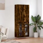 vidaXL Buffet haut Chêne fumé 69 5x34x180 cm Bois d'ingénierie
