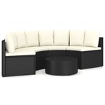 vidaXL Salon de jardin 5 Pièces avec coussins Résine tressée Noir