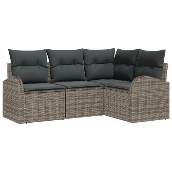 Ensemble de canapé de jardin 4 pièces vidaXL avec coussins gris en rotin poly