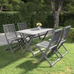 vidaXL Ensemble à manger de jardin 5 Pièces Bois d'acacia massif Gris