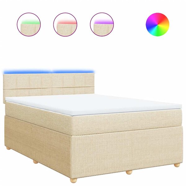 vidaXL Sommier à lattes de lit avec matelas Crème 160x200 cm Tissu