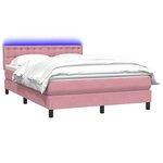 vidaXL Sommier à lattes de lit avec matelas et LED rose 160x220 cm velours