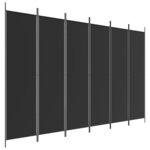 vidaXL Cloison de séparation 6 panneaux Noir 300x200 cm Tissu