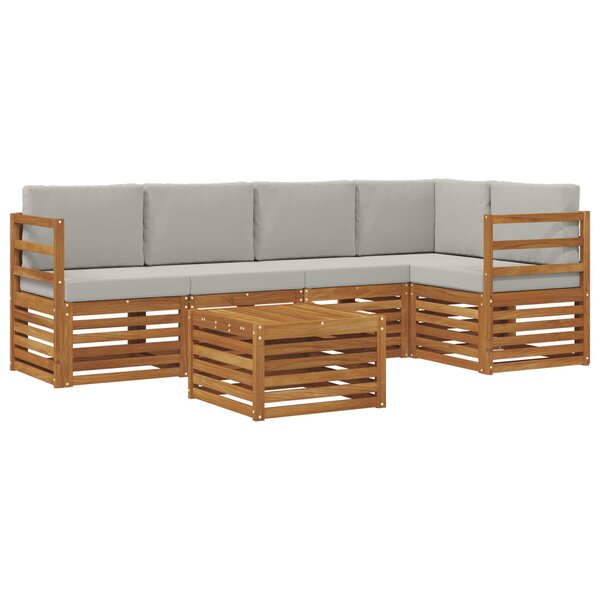 vidaXL Ensemble de canapé d'angle 6 Pièces Gris Naturel et Clair