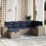 vidaXL Salon de jardin 6 Pièces avec coussins gris résine tressée