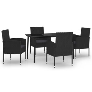 vidaXL Ensemble à manger de jardin 5 Pièces Noir