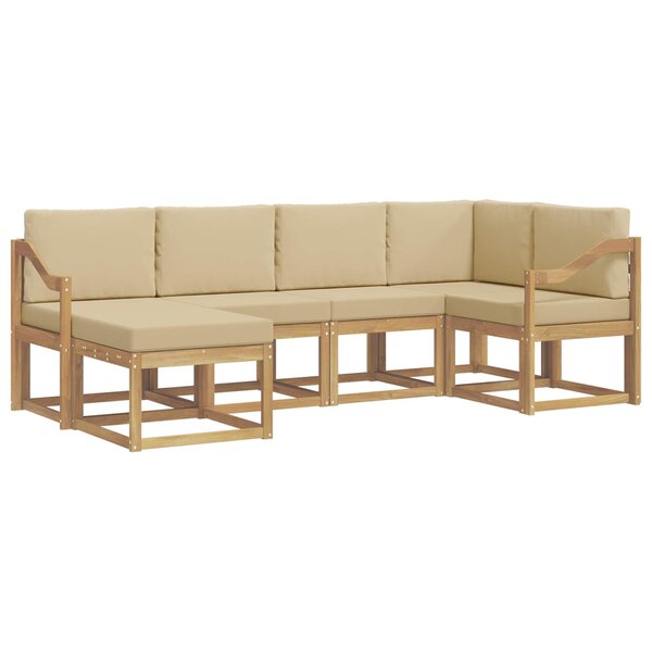 vidaXL Ensemble de canapés d'extérieur 6 pc Blanc et Beige Polyester