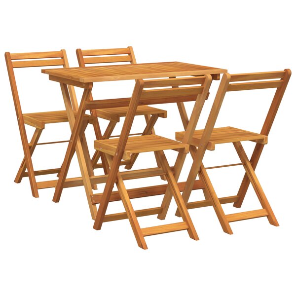vidaXL Ensemble Bistro Pliable 5 Pièces en Bois Massif Acacia