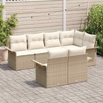 vidaXL Ensemble de canapé de jardin avec coussin 7 Pièces Beige polyrotin