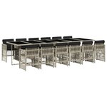vidaXL Ensemble à manger de jardin et coussins 13 Pièces gris clair rotin