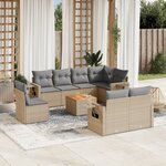 vidaXL Salon de jardin avec coussins 9Pièces mélange beige résine tressée