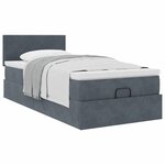 vidaXL Cadre de lit ottoman avec matelas gris foncé 100x200 cm velours