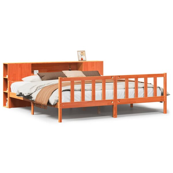vidaXL Lit bibliothèque sans matelas cire marron 180x200cm bois massif