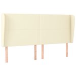 vidaXL Tête de lit avec oreilles Crème 203x23x118/128 cm Similicuir