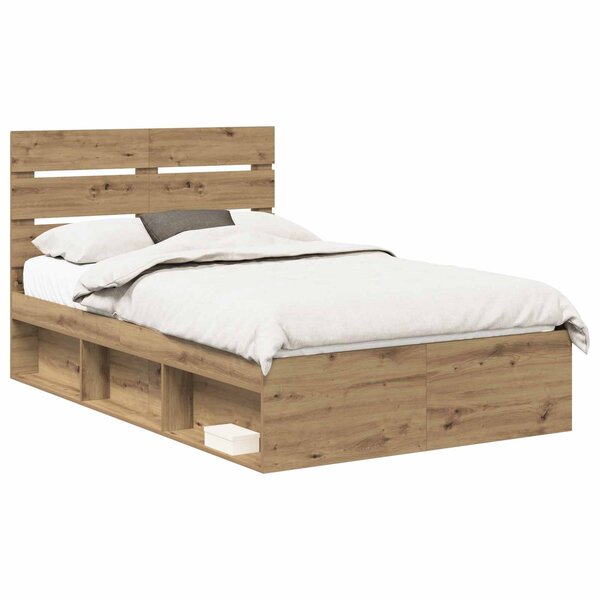 vidaXL Cadre de lit Chêne artisan 120 x 190 cm Bois de pin massif