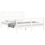 vidaXL Cadre de lit avec tête de lit blanc King Size bois massif
