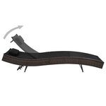 vidaXL Chaise longue avec oreiller Résine tressée Marron