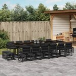 vidaXL Ensemble à manger de jardin 17 Pièces coussins noir résine tressée