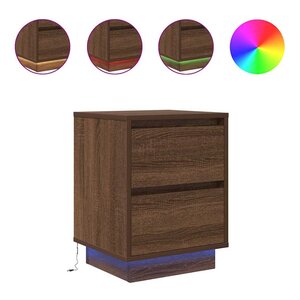 VidaXL Table de chevet avec lumières LED chêne marron 38x34x50 cm