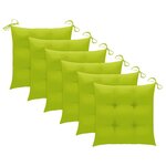 vidaXL Chaises de jardin avec coussins vert vif lot de 6 Bois teck