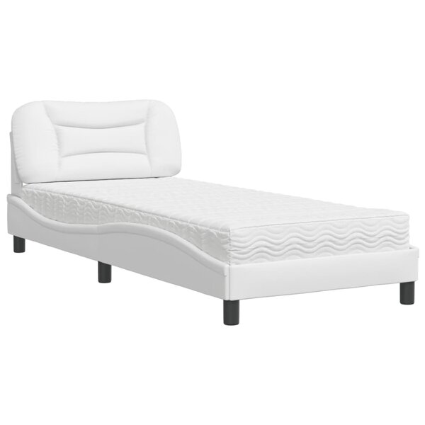 vidaXL Lit avec matelas blanc 90x190 cm similicuir
