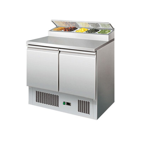 Table réfrigérée saladette inox +2/+8°c - l2g - r600a - inox2900pleine x700x980mm