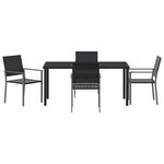 vidaXL Ensemble de salle à manger pour jardin 5 Pièces Noir Poly rotin