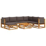 vidaXL Ensemble de canapés de jardin 8 pièces avec coussins en bois d'acacia et corde