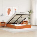 vidaXL Cadre de lit ottoman avec rangement Brun Ciré 120 x 200 cm