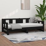vidaXL Lit coulissant Noir Bois de pin solide 2x(90x190) cm
