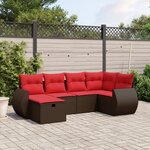 vidaXL Salon de jardin 6 Pièces avec coussins marron résine tressée