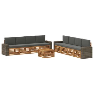 vidaXL Ensemble de canapés d'extérieur 9 pc Naturel et Anthracite