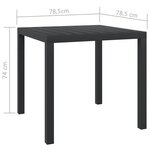 vidaXL Table de jardin Noir 80 x 80 x 74 cm Aluminium et WPC