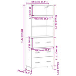 vidaXL Buffet haut Gris béton 69 5x34x180 cm Bois d'ingénierie