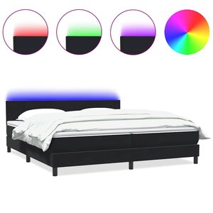 vidaXL Sommier à lattes de lit avec matelas et LED noir 180x220 cm velours