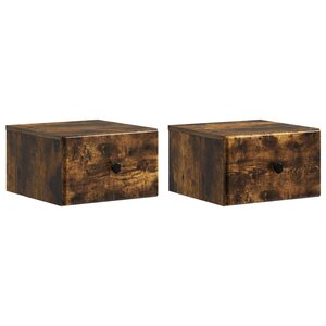 vidaXL Cabinet de chevet mural 2 pc Chêne fumé 34 5 x 33 x 20 cm