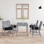 vidaXL Chaises à dîner d'extérieur avec coussins 4 Pièces Acacia massif