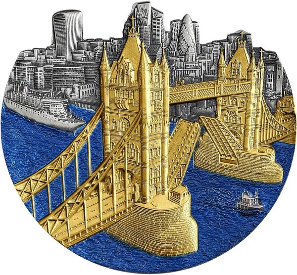 Pièce de monnaie en Argent 5000 Francs g 155.5 (5 oz) Millésime 2024 World Famous Bridges TOWER BRIDGE