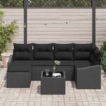 vidaXL Ensemble de salle à manger pour jardin avec coussin 7 Pièces Noir