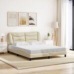 vidaXL Cadre de lit avec LED sans matelas Hvar crème 160x200 cm tissu