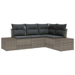 vidaXL Ensemble de canapé de jardin 4 Pièces Gris Poly rotin