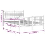 vidaXL Cadre de lit métal sans matelas avec pied de lit noir 120x190cm