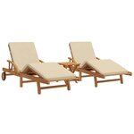 vidaXL Transat 3 Pièces Beige 40 x 40 x 40cm Bois d'acacia massif