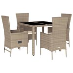 vidaXL Ensemble à manger de jardin avec coussins 5Pièces Beige poly rotin